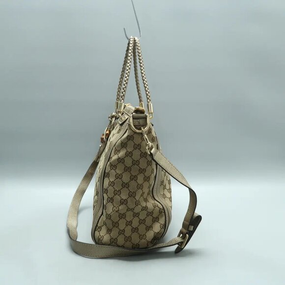 GUCCI Bella Brown Cloth Satchel 615-021425 - Picture 3 of 12